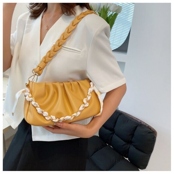 Y2K Statement Chain Ruched Shoulder Bag/Multiple colors available - Picture 11 of 16